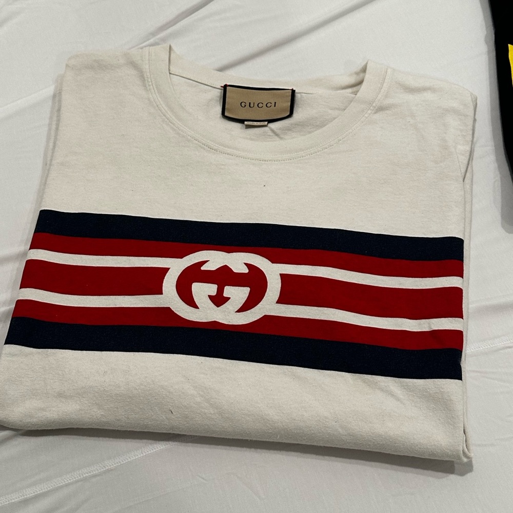 Gucci White Interlocking G Stripe T-Shirt